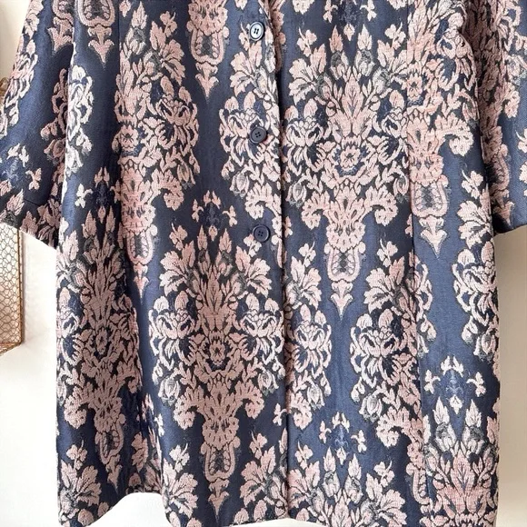 Anthropologie Luisa Blush Jacquard and Blue Denim Statement Jacket Coat Size XL - Picture 6 of 13